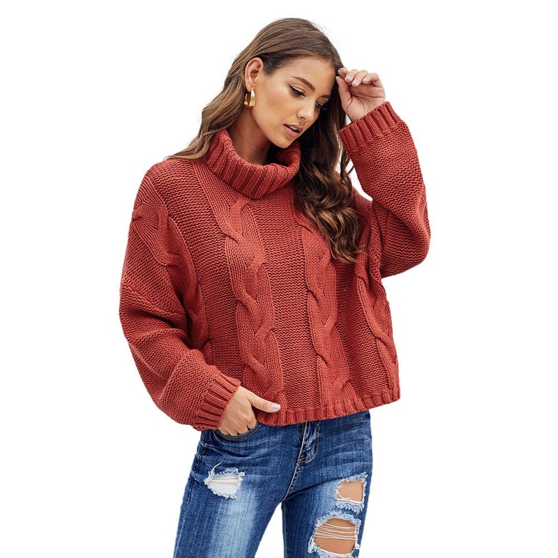 Wool Long Sleeve Turtleneck Winter Loose Ladies Pullover Knit Sweater – Women Winter Sweaters and Wool Sweater price
