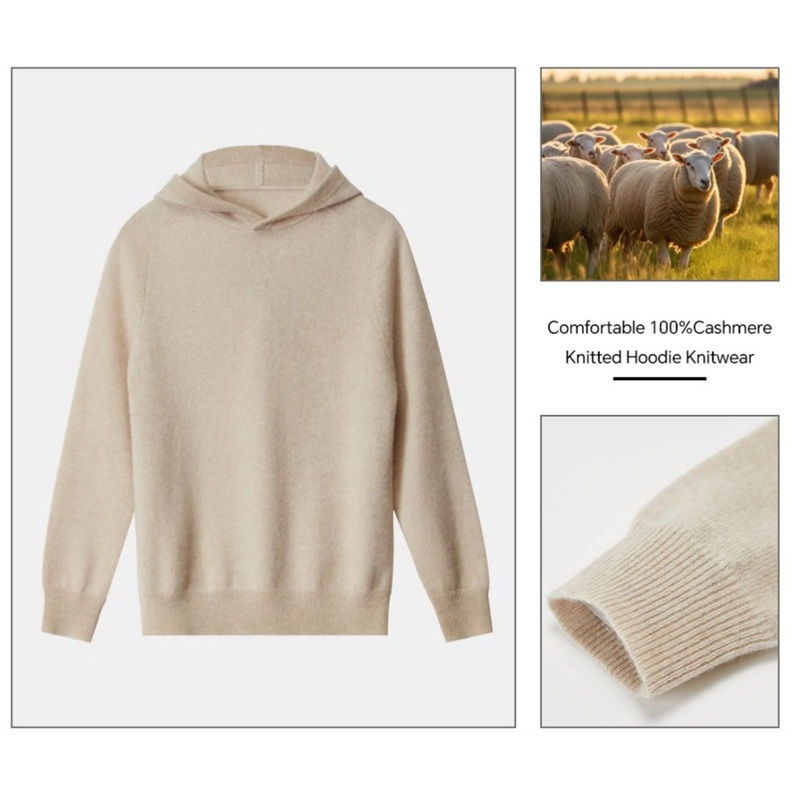 100% Luxury Cashmere Cashmere Hoodie Rib Knit Sweater for Women – Hoodie and Knitted Hoodie price