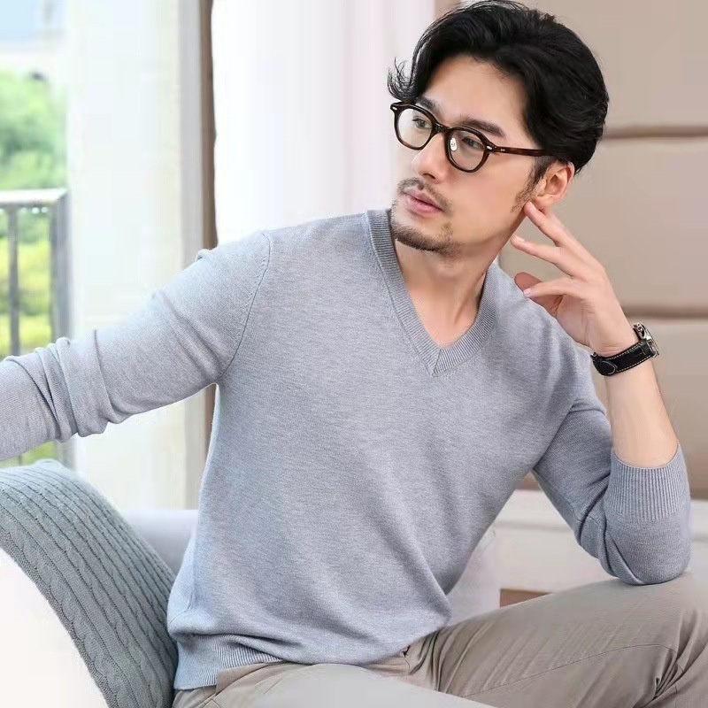 2022 Spring Autumn Casual V-Neck Men Thin Knitted Pullover Sweater – Plus Size Mens Sweaters and Knitted Sweater Men price