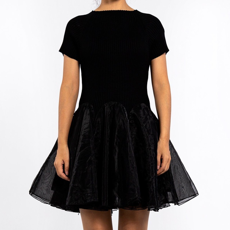 2023 Summer Knitted Puffy Hem Short-Sleeved Black Petite Dresses for Women – Womens Dresses and Graduation Dresses for Women price