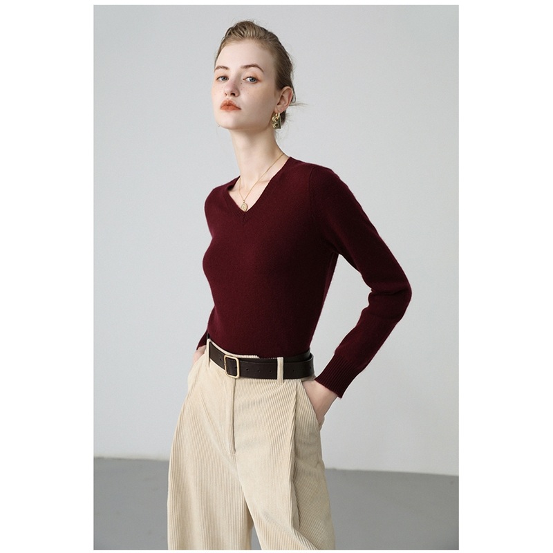 Fashion Round Neck Knit Top Women Slim Sweater Trendy Design Basic V Neck – Women Sweater and Turtleneck Women Sweater price
