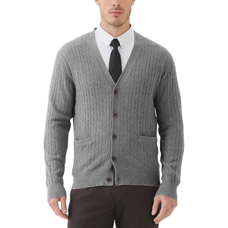 Men Knitted Sweater Wool Blend Cable Knit Cardigan Sweater – Mens Cardigan Sweater and Knitted Cardigan Sweater price