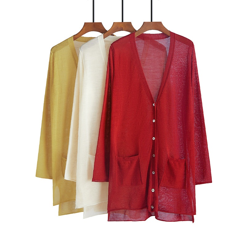 New Spring Pullover Top Custom Winter Striped Women Lightweight Thin Cotton Linen Sheer Cardigan – Lightweight Thin Cotton Linen Sheer Cardigan and Women Cardigan price