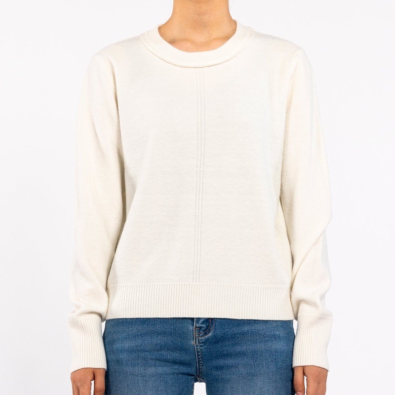 Womens Casual Design Ripped Long Sleeve Crew Neck White Knit Sweater – Fashion Sweater and Ladies Sweater price