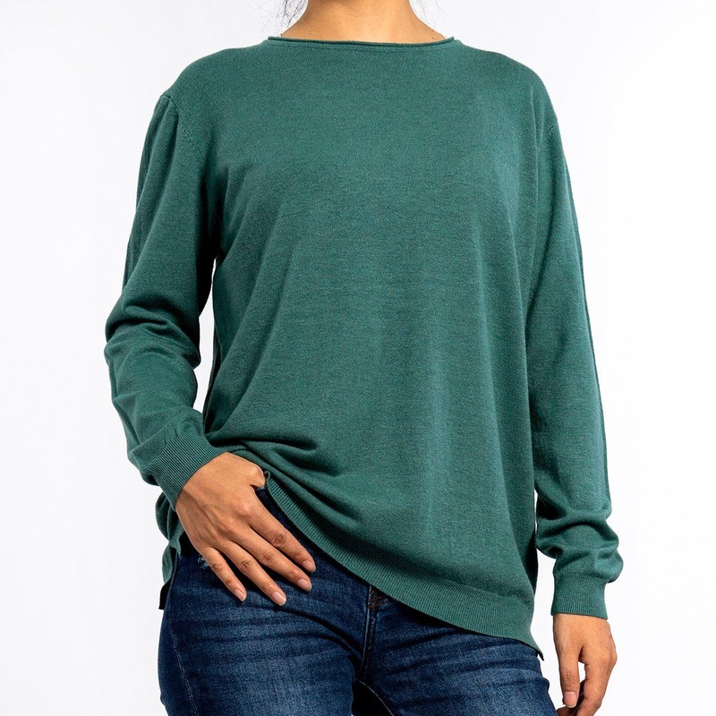 Womens Round Neck Warm Loose Long-Sleeved Green Pullover Sweater Knit Top – Solid Color Sweater and Women Sweater price