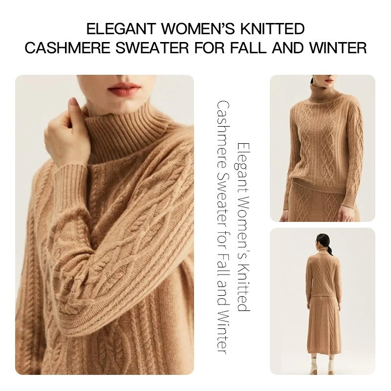100% Pure Cashmere Hair Womens High Neck Sweater Autumn and Winter New Collection Stand up Collar Custom Wholesale – Women Pullover and Women Sweater price
