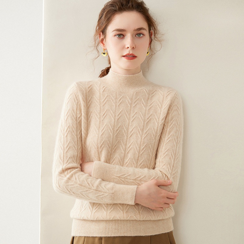 Autumn and Winter Half-High Neck Thickened Cashmere Loose Versatile Knitted Sweater for Women – Everyday Clothing and Ladys Garments price