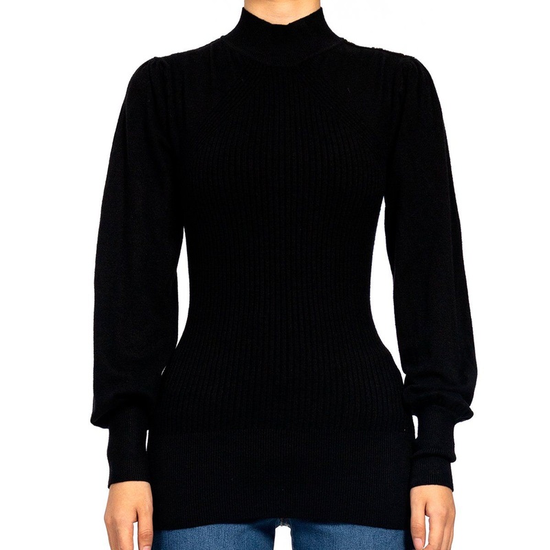 Black Slim Long Sleeve MID Tall Ribbed Fall Sweater for Women – Fall Sweaters for Women and Grunge Sweater price
