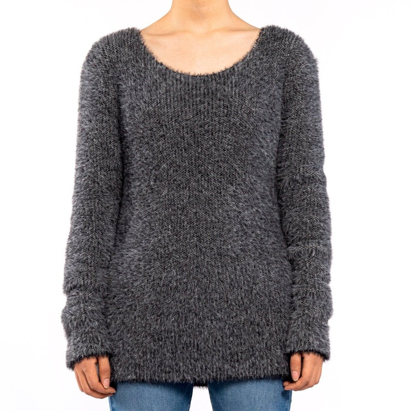 Casual Knitwear Gray Faux Mink Slim Pullover Winter Sweater for Women – Long Sleeve Sweater and Autumn Sweater price