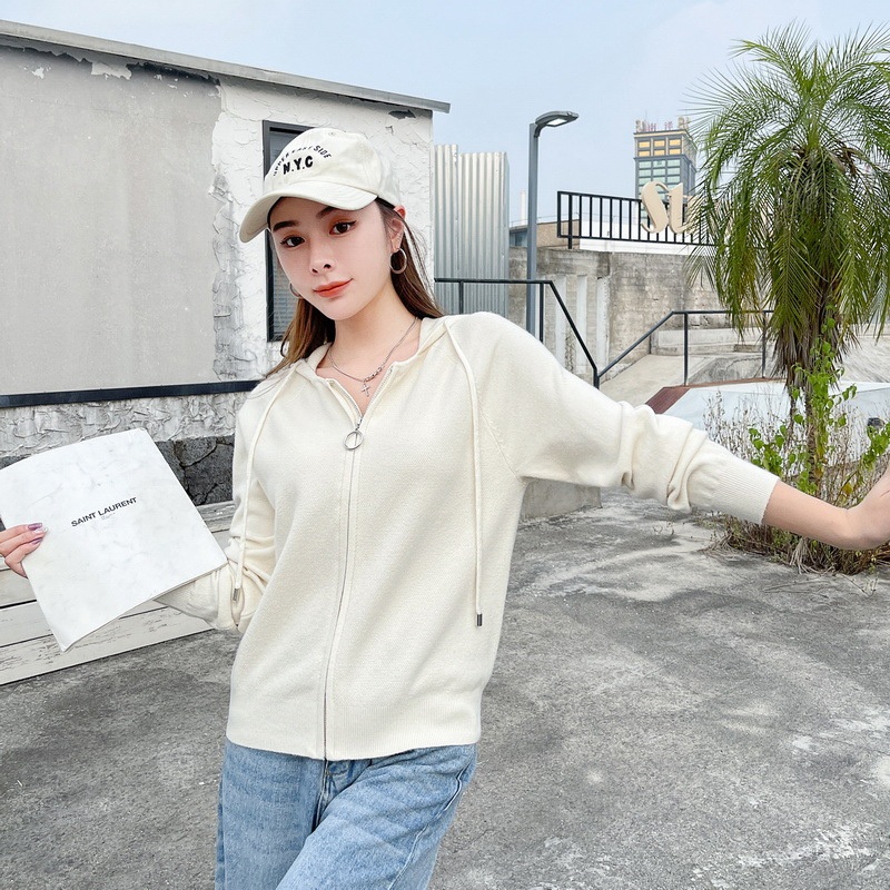 Custom High Quality Womens Hooded Knitted Casual Modest Loose Winter Women Zip up Hooded Cardigan – Women Zip up Hooded Cardigan and Women Cardigan price