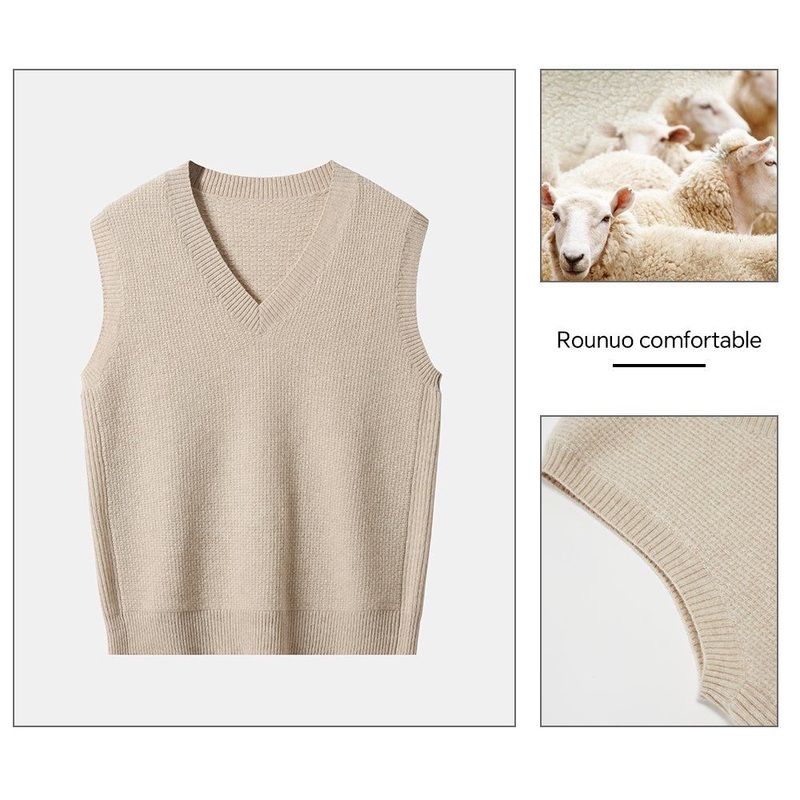 Custom Luxury Knitted Women Sleeveless Pullover Knitwear V Neck Plus Size Vest 100% Pure Cashmere Sweater – Sweater and 100% Cashmere price