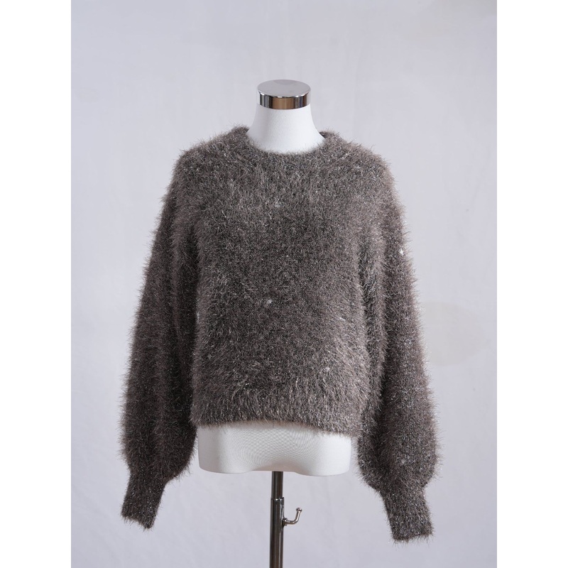 Glam Mocha Lurex Fuzzy Sweater for Women Polyester Plush Pullover – Pullover Sweater and Womens Sweater price