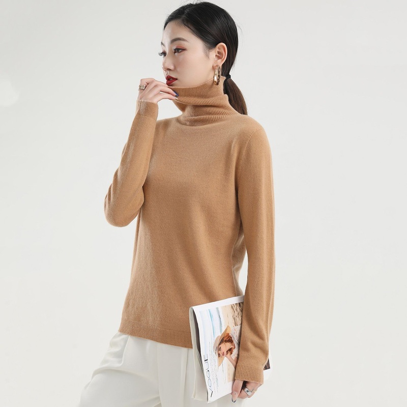 Ladies Fashion 1X1 Rib Turtleneck Fine Cashmere Pullover Jumper Sweater – Sweater and Cashmere price