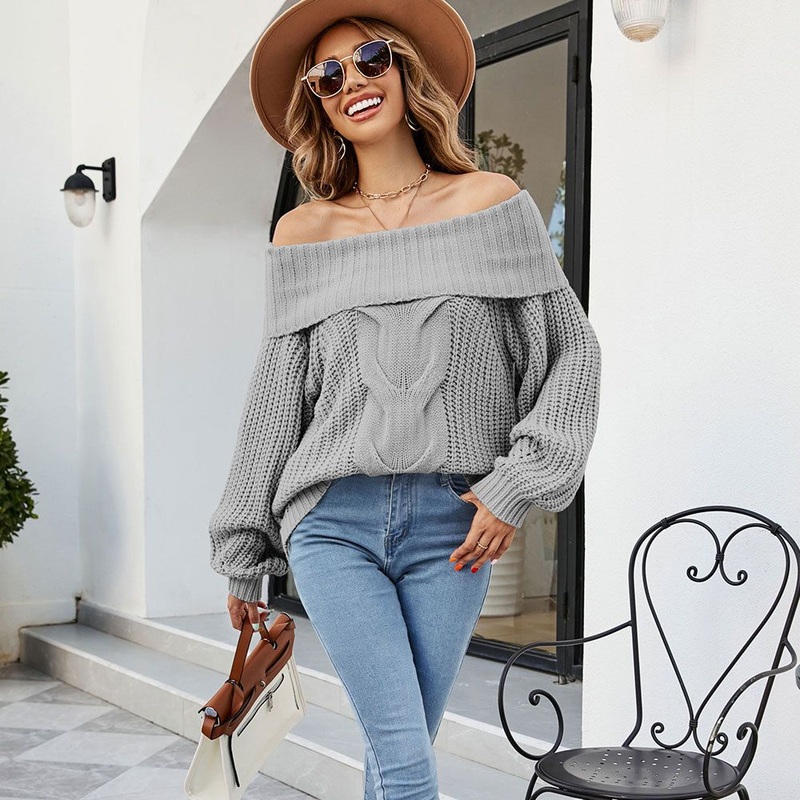 New One Shoulder Button Knitted Loose off Shoulder Sweater for Women – Warn Clothes and Oversized Clothes price