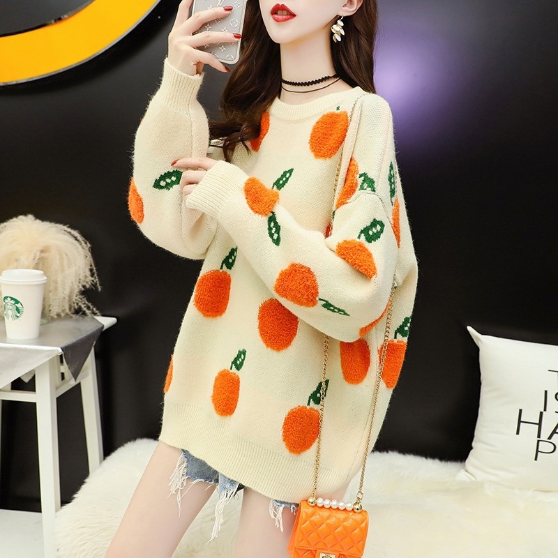 Nnr Orange Pullover Knit Fashion Warm Lady Sweater for Winter – Sweater and Women Sweater price