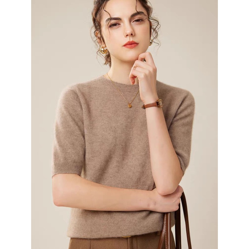 Spring Summer Design Textured Kosher Neck Short Sleeve Sweater for Women – Women Sweater Short Sleeve and Turtleneck Women Sweater price