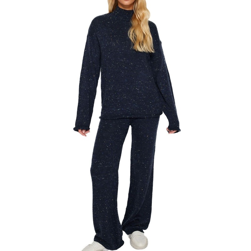 Stylish Navy Knitted Sweater and Pants Set for Women – Women Clothing and Sweater Set price
