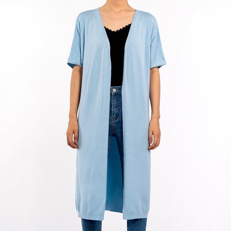 Summer Light Blue Short Sleeve Long Sweater Lightweight Summer Cardigan for Women – Women Sweater and Ladies Cardigan price