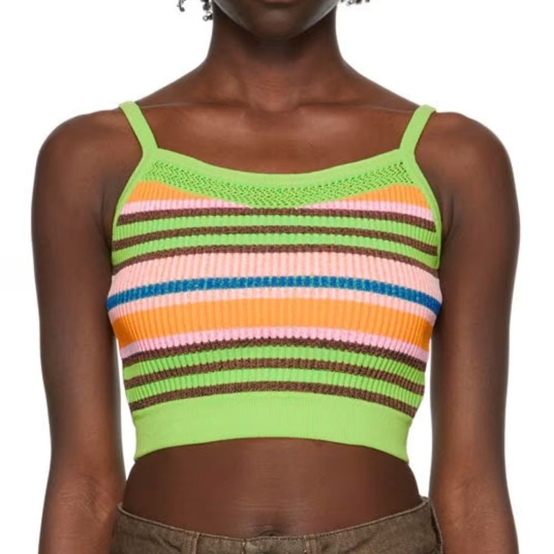 Trendy Multi-Stripe Green Sweater Tank Top for Women – Sweater Tank Top and Multi-Stripe Sweater price