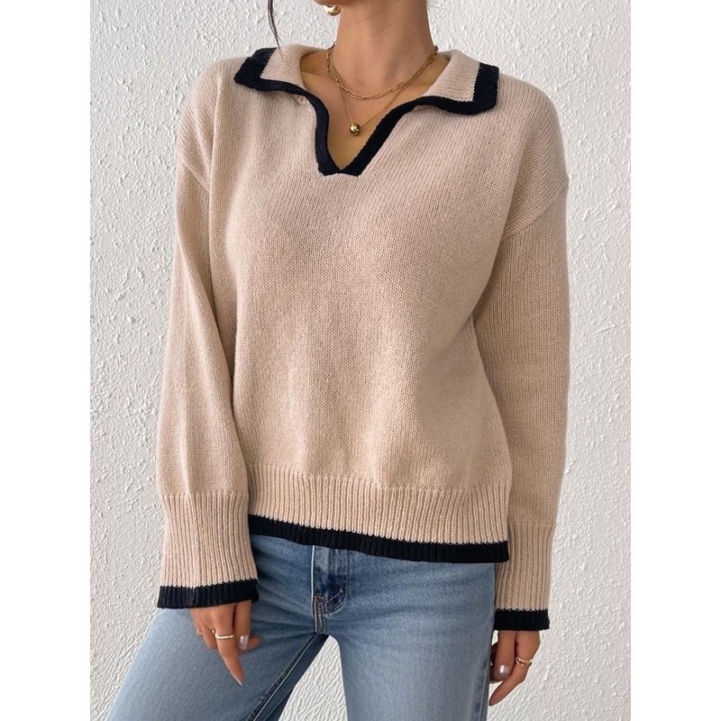 Women Casual Polo Collar Pullover Sweater – Pullover Sweater and Polo Sweater price