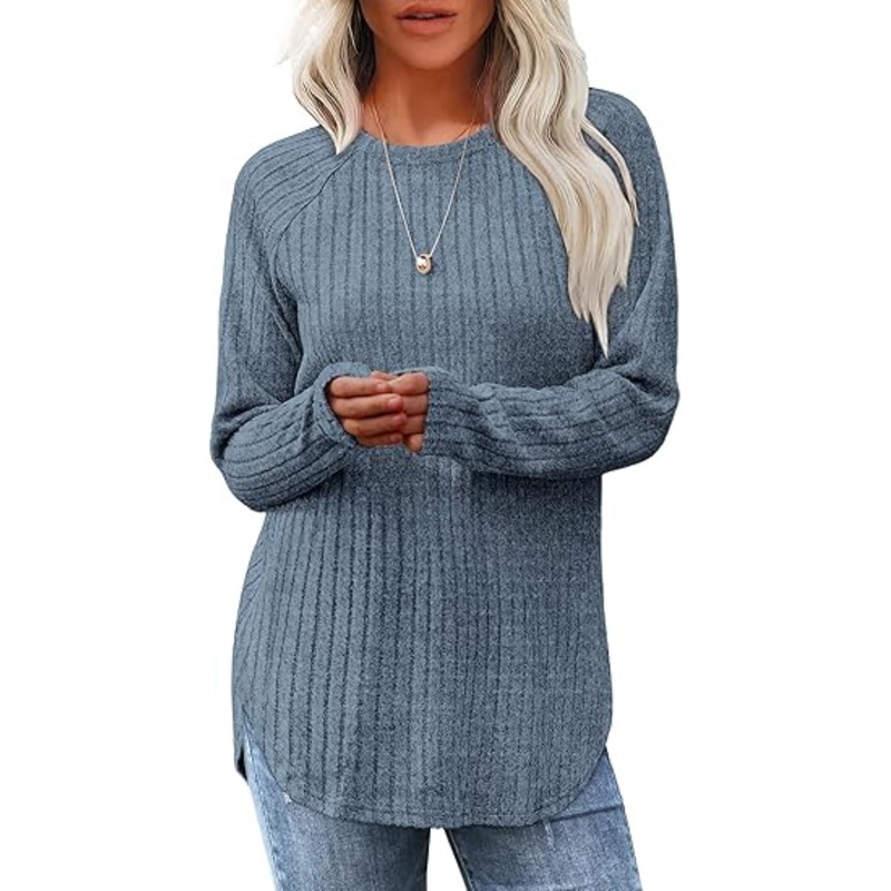 Women Loose Fit Dressy Crew Neck Pullover Basic Sweaters for Women – Crew Neck Pullover Sweater and Women Tunic Tops price