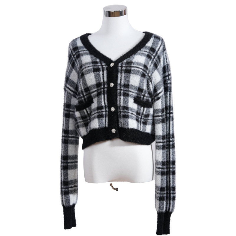 Womens Short 100% Nylon Plaid Fuzzy Cardigan Sweater Urban Fashion – Cardigan Sweater and Womens Sweater price
