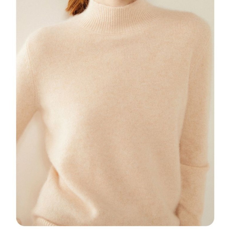 Womens Thickened Cashmere Half High Neck Loose Temperament Commuting Knitted Sweater – Everyday Clothing and Lady Garments price