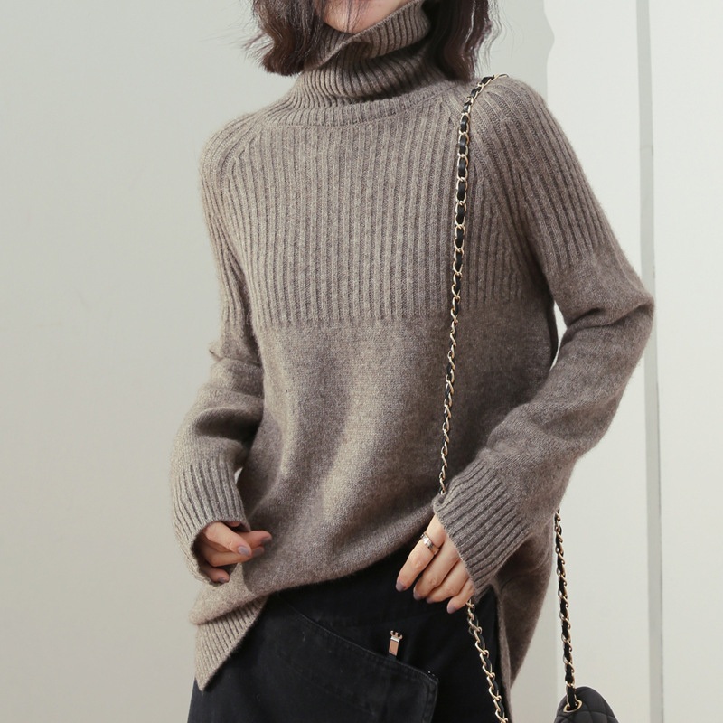 Autumn High-Neck Retro Loose Pure Color Top Casual Women Sweaters – Custom Knit Sweater and Women Pullover Sweaters price|<span style="color:black;"><span><span><span>Color: