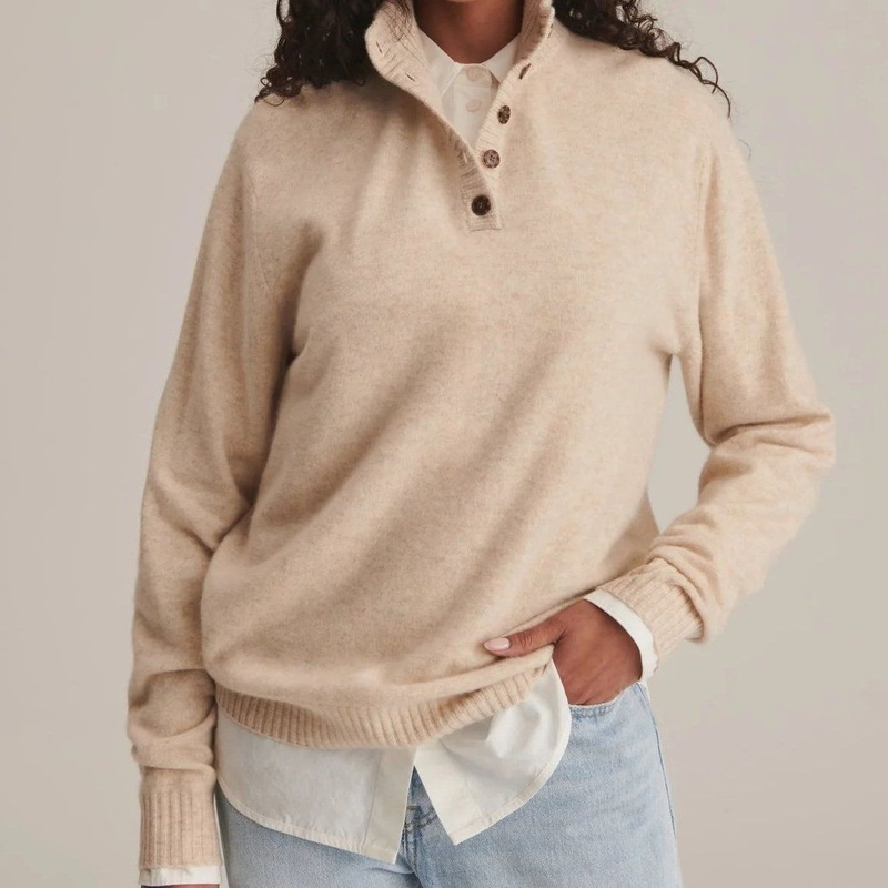 Autumn Winter Cashmere Knitting Fashion Henley Polo Pullover Sweater – Sweater and Cashmere price
