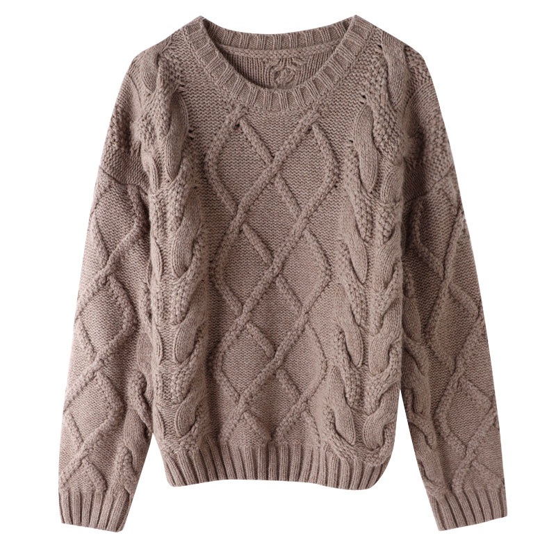 Basic Customization Ladies Jumper Pure Wool Cable Round Neck Knitted Style – Pure Wool and Soft price