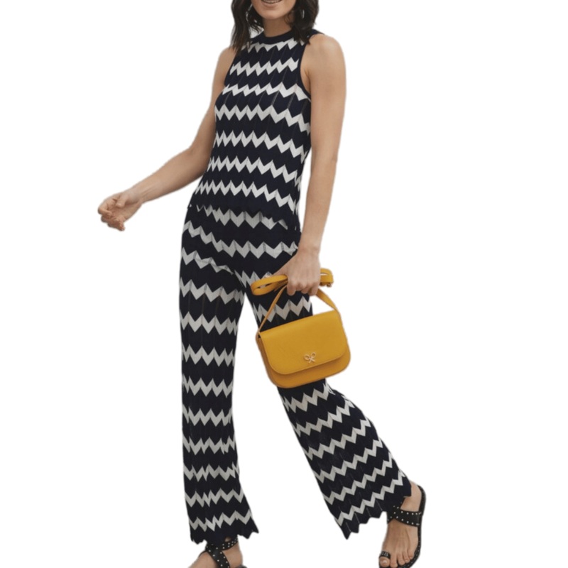Black and White Striped Knit Sweater Tank and Pants Set – Women Clothing and Sweater Set price