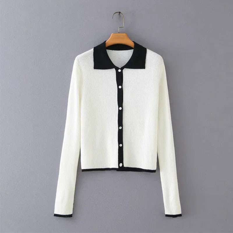 Ladies Contrast Colour Ribbed Knitted Long Sleeve Cardigan – Sweater and Ladies Sweater price