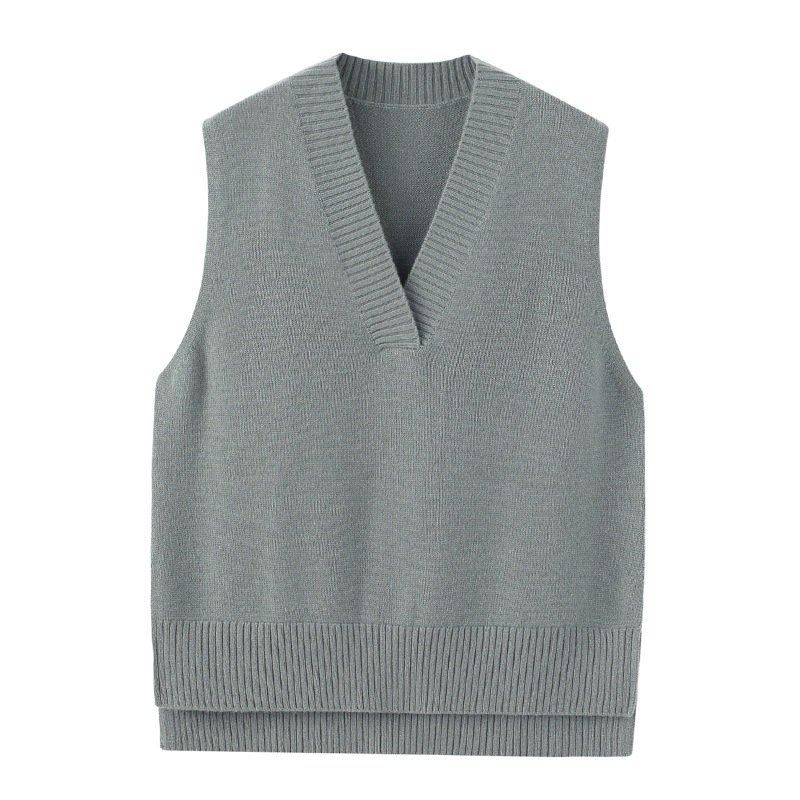 New Arrival 2025-100% Merino-Wool Knitted Ladies Fashion V-Neck High-Low Hem Sweater Vest – Sweater and Vest price