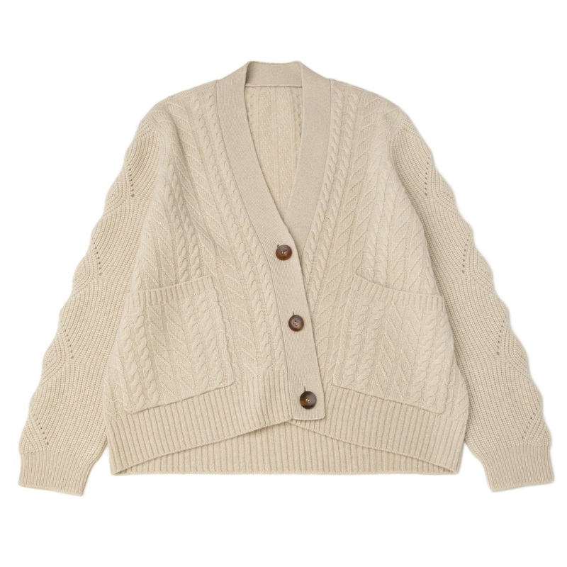 Pure Cashmere Sweater Knitting Women Knitted Cable Full Buttoned V Neck W Pocket Comfortable Knitwear Premiium Cashmere Cardigan – Knitwear and Cashmere Sweater price