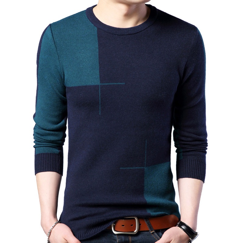 Pure Merino Wool Knitted Pullover Multicolor Slimming Basic Men Sweaters – Mens Pullover and Knitwear price