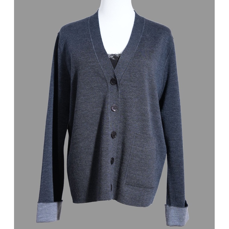 Pure Wool Womens Cardigan: Solid Grey Timeless Basic Knitwear Style – Wool Sweater and Womens Sweater price