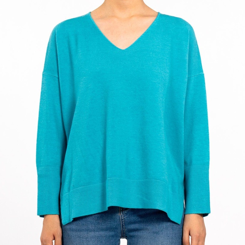 Spring Autumn Navy V-Neck Split Thread Slim Long Sleeve Women Pullover Sweater – Knitted Sweater and Grunge Sweater price