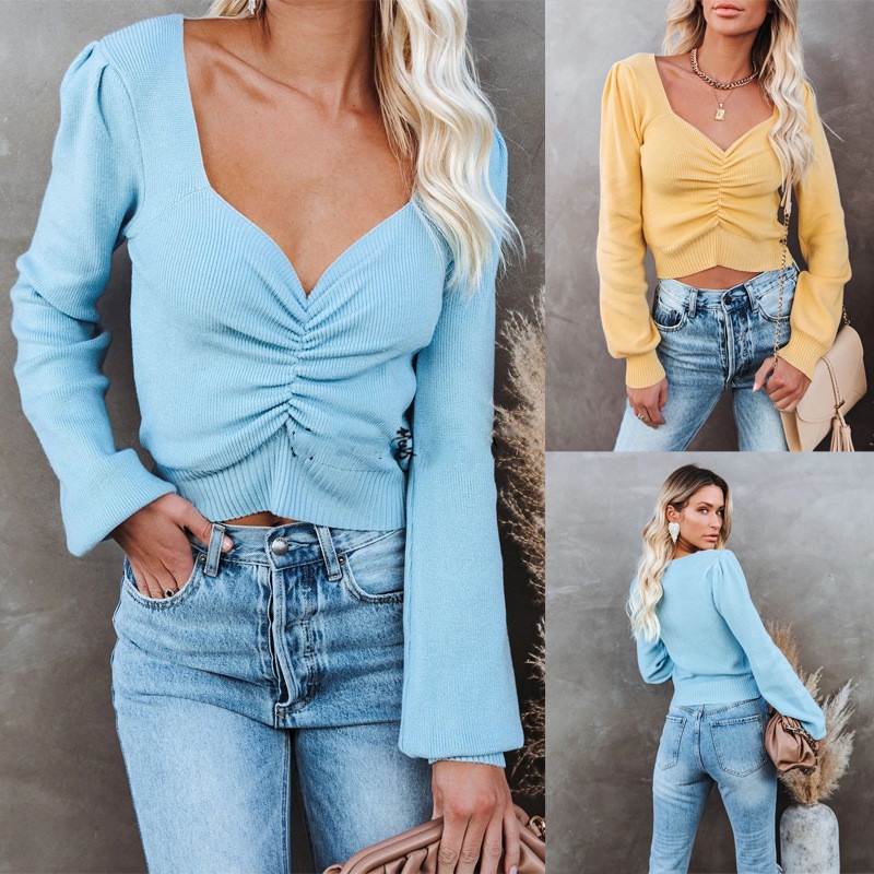 Spring Autumn Women Casual Slim Long Sleeve Knit Pullover Sweater – Plain Sweater and Custom Sweaters price