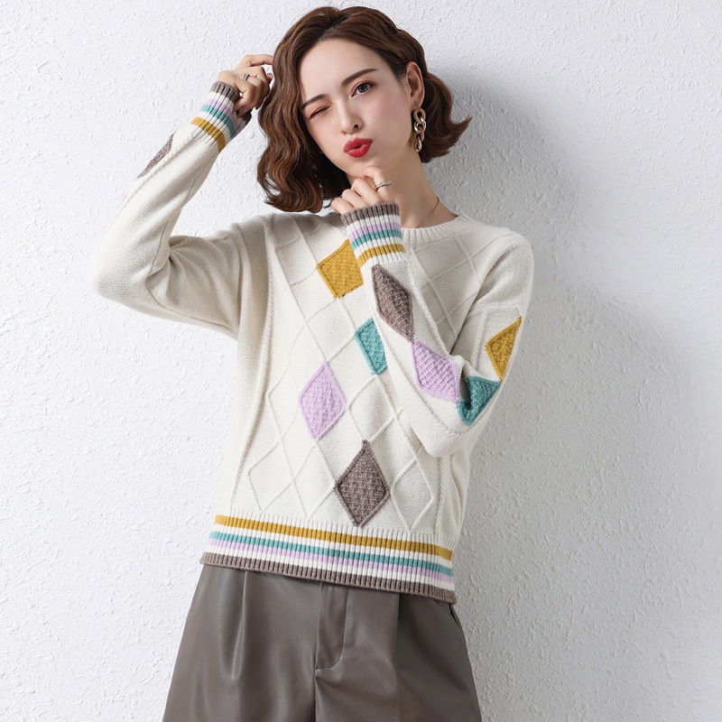 Spring Women Solid Color Print Pattern Knit Pullover Sweater – Women Spring Sweater and Custom Knit Sweater price