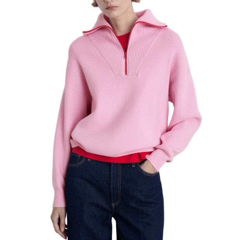 Stylish Pink Quarter Zip Pullover Sweater for Women – Women Sweater and Quarter-Zip Sweater price