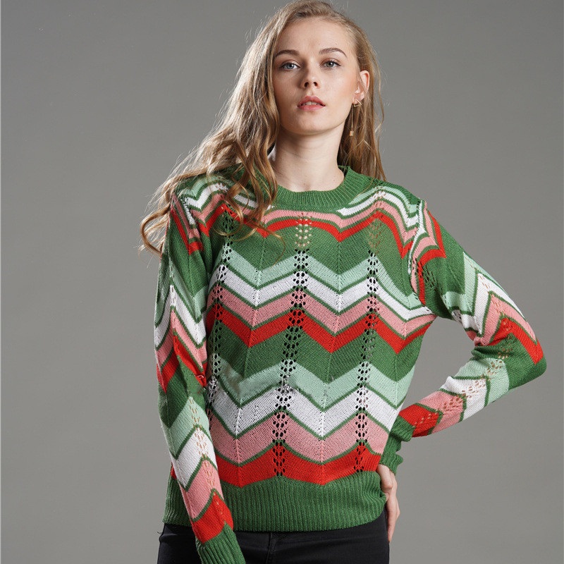 Women Custom Loose Long Sleeve Striped Rainbow Knit Pullover Sweater – Solid Sweaters and Custom Knit Sweater price