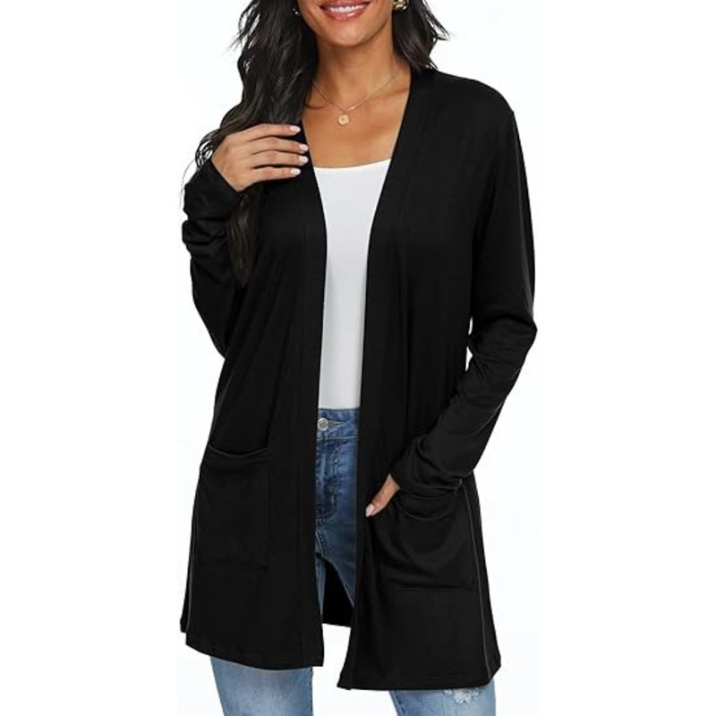 Womens Casual Lightweight with Pocketes Long Sleeve Open Front Cardigan – Cardigan Sweater and Open Front Cardigan price