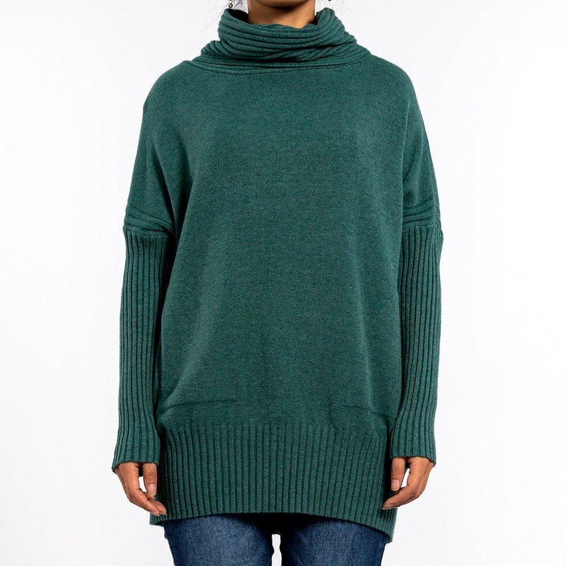 Womens Green High Neck Pit Stripes Long Sleeve Pullover Long Sweater Knit Top – Oversized Sweaters and Women Sweater price