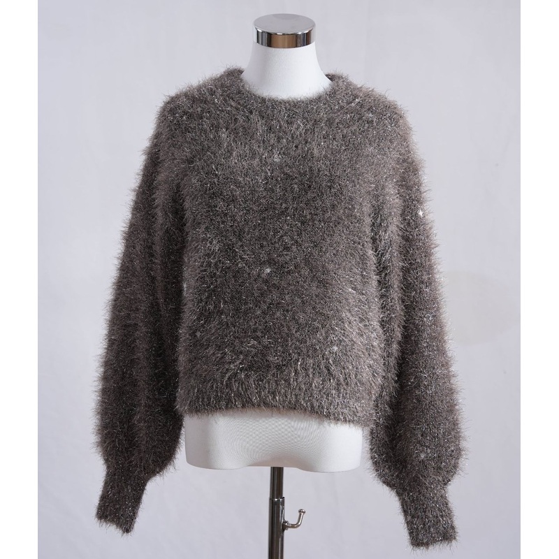 Womens Mocha Lurex Polyester Fuzzy Winter Sweater Sparkle Knit Pullover – Pullover Sweater and Womens Sweater price