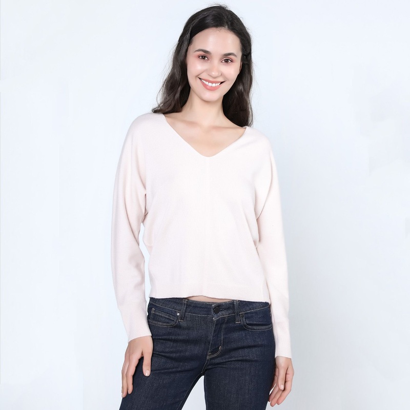 Womens V-Neck Crop Classic Pullover 100% Fine Cashmere Sweater – Sweater and Cashmere Sweater price