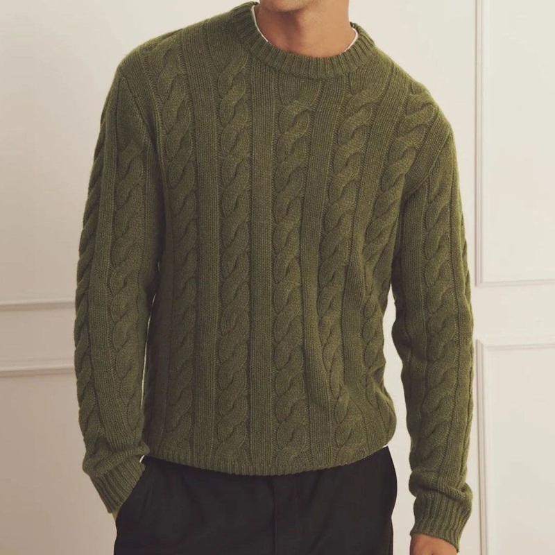 100% Cashmere Knitted Mens Fashion Luxe Cable Rib Knit Crew-Neck Pullover Sweater – Sweater and Cashmere price