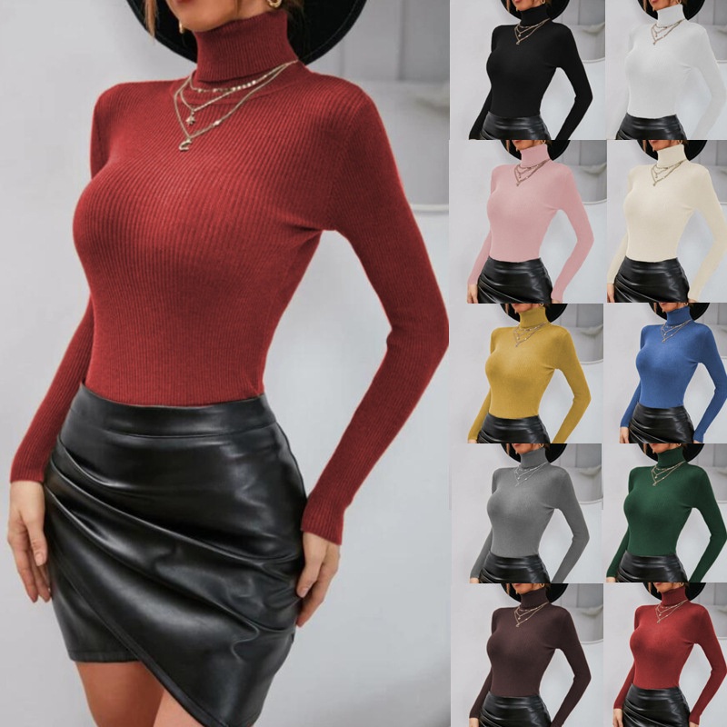 Autumn Winter Women Turtleneck Temperamental Slim Pullover Knit Sweaters – Turtleneck Women Sweater and Women Pullover Sweaters price