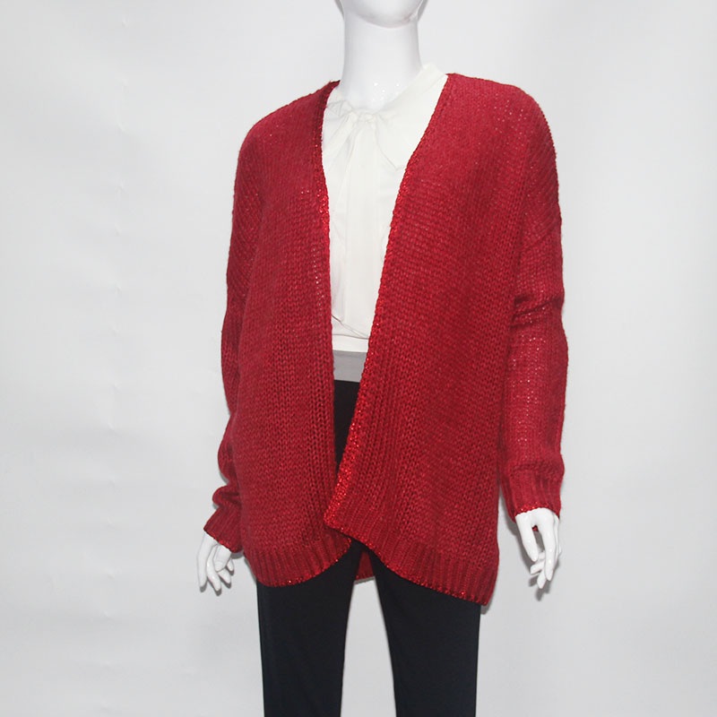 Bright Red 1/2 Cardigan Stitch Style Spring Ladies Knitted Cardigan Women Knitting Long Sleeve Sweater – Sweater and Ladies Sweater price