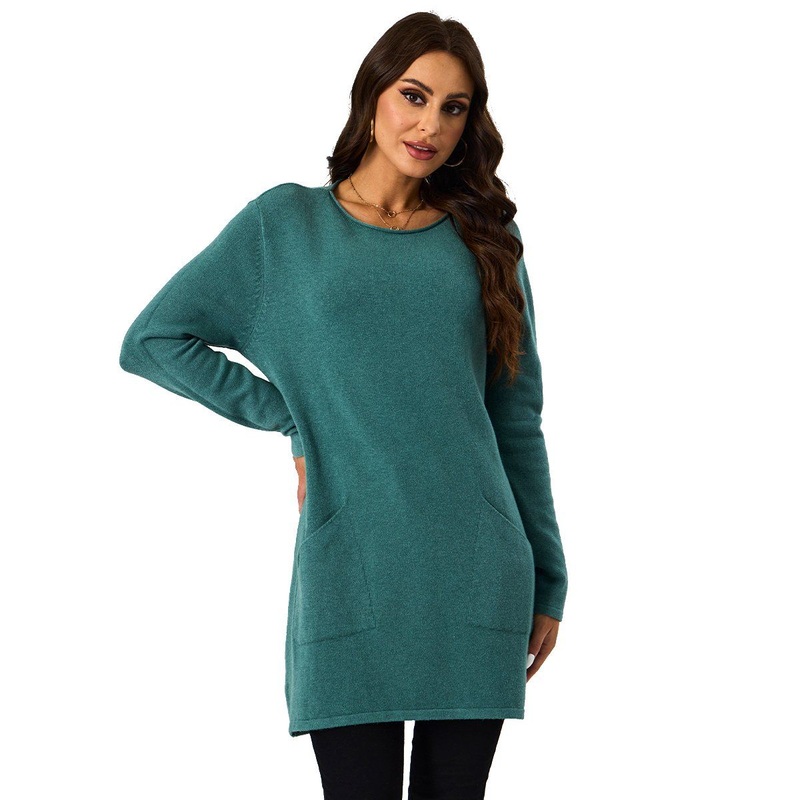 Custom Knitwear Round Neck Ribbed Pullover Pocket Patch Women Pullover Sweater – Pullover and Sweater price