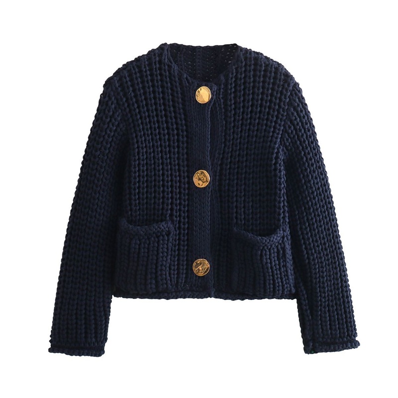 Hollow Women Round Neck Long Sleeve Knitted Cardigan Sweater – Cardigan Sweater and Knitted Sweater price